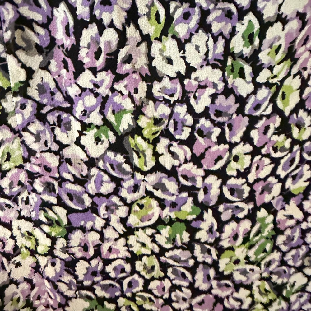 Susan Bristol Y2K Purple Floral Silk Tiered Ruffle Midi Dress Womens 12 - Picture 8 of 9